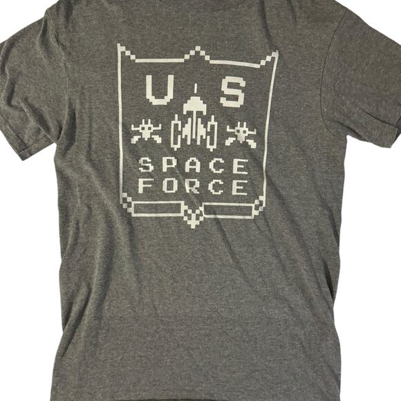 US Space Force Space Invaders Galaga Funny Gray T Shirt Small - Picture 1 of 3